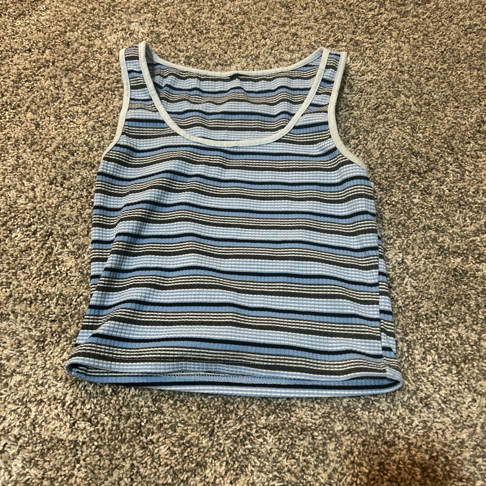 Amazon Blue and Black Striped Tank Top